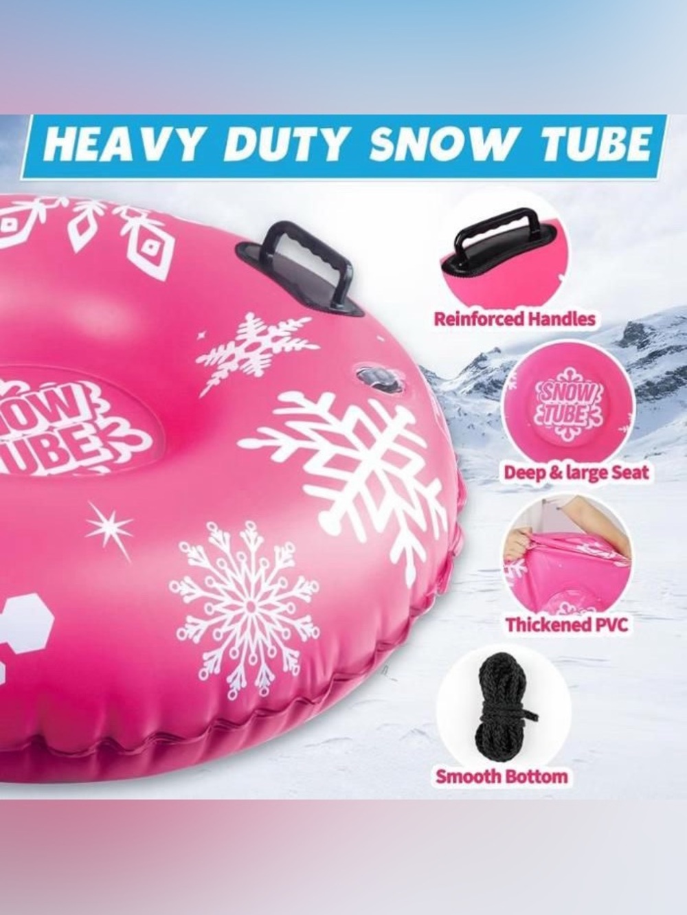 Snow Tubes Inflatable Ride-On - Pink, Green, Blue - Picture 3 of 3